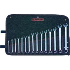 Wright Tool Metric Combination Wrench Set -- 15 Pieces; 12PT Chrome Plated; Includes Sizes: 7; 8; 9; 10; 11; 12; 13; 14; 15; 16; 17; 18; 19; 21; 22mm - Americas Industrial Supply
