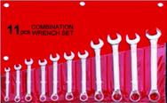 11 Piece - 12 Point - 6; 8; 9; 10; 11; 12; 13; 15; 17; 18; 19mm - Metric Combination Wrench Set - Americas Industrial Supply