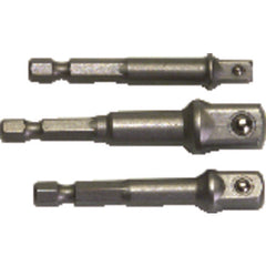 3 Piece - Magnetic Nut Driver Bit Set - For 1/4″, 3/8″, 1/2″ Sockets - Americas Industrial Supply