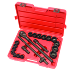 21 Piece - TEKTON - 3/4" Drive Impact Socket Set Forged and Hardened Chrome Vanadium Steel Construction; Corrosion-Resistant Black Phosphate Finish; 6 Point Impact Sockets; Non-Slip; Knurled Handle Grip; Opti-Drive Socket Design - Americas Industrial Supply