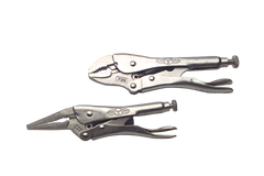 Locking Plier Set -- 2pc. Chrome Plated- Includes: 6" Long Nose; 7" Curved Jaw - Americas Industrial Supply