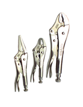 Locking Plier Set -- 3pc. Chrome Plated- Includes: 5"; 10" Curved Jaw / 6" Long Nose - Americas Industrial Supply