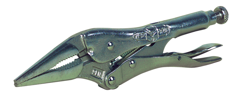 Long Nose Locking Pliers with Wire Cutter -- #9LN Plain Grip 3'' Capacity 9'' Long - Americas Industrial Supply