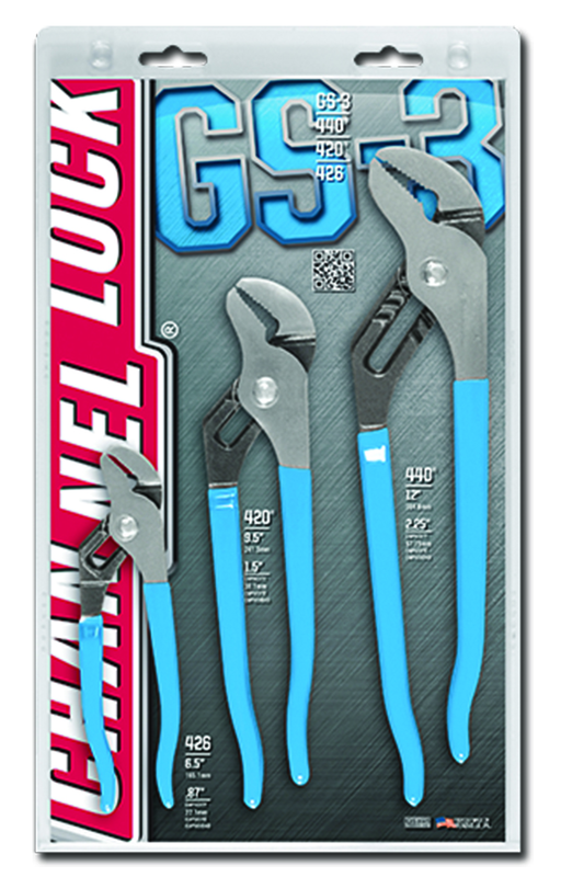 Channellock Tongue & Groove Plier Set -- #GS3; 3 Pieces; Includes: 6-1/2"; 9-1/2"; 12" - Americas Industrial Supply