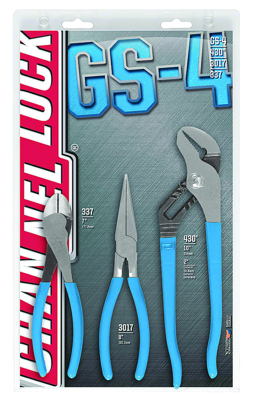 Channellock Combo Pliers Set -- #GS4; 3 Pieces; Includes: 7-1/2" Long Nose; 7" Cutting; 10" Tongue & Groove - Americas Industrial Supply