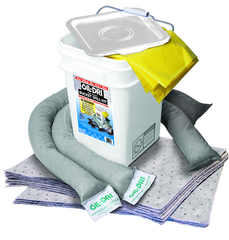 #L90435 Bucket Spill Kit--5 Gallon Bucket Contains: Socks / Perf. Pads / Disposable Bag - Absorbents - Americas Industrial Supply