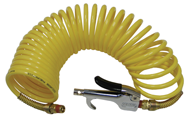 600N25A - 1/4 MPT x 25 Feet - Yellow Nylon - 1-Swivel Fitting(s) - Recoil Air Hose & Air Blow Gun Kit - Americas Industrial Supply