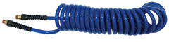 #PU3810BT - 3/8 MPT x 10 Feet - Transparent Blue Polyurethane - 1-Swivel Fitting(s) - Self-Storing Hose - Americas Industrial Supply