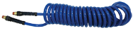 #PU3850BT - 3/8 MPT x 50 Feet - Transparent Blue Polyurethane - 1-Swivel Fitting(s) - Self-Storing Hose - Americas Industrial Supply