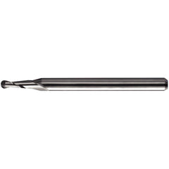 0.11″ Dia. × 1/8″ Shank × 0.33″ DOC × 2″ OAL, Carbide TA, Spiral , 2 Flute, 30° Helix, Ballnose End Mill - Exact Industrial Supply