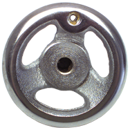 Polished Chrome Plated Handwheel - 12'' Wheel Diameter; 2-5/32'' Hub Diameter; 1/2-13 Threaded Handle Hole; 3/4'' Threaded Center Hole - Americas Industrial Supply