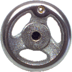 Polished Chrome Plated Hand Wheel - 3″ Wheel Diameter, 1″ Hub Diameter, #10–24 Threaded Handle Hole, 3/8″ Threaded Center Hole - Americas Industrial Supply