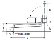 Broached Foldable Crank Handle - 1/2'' Hole Diameter; 2'' Handle Length; 3.94'' Width - Americas Industrial Supply