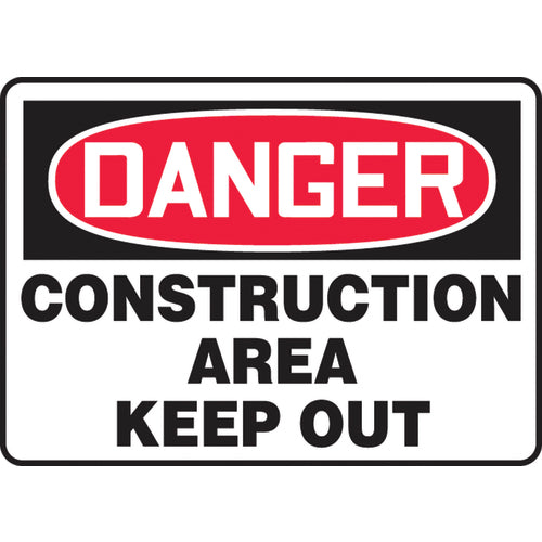 Sign, Danger Construction Area Keep Out, 10″ × 14″, Vinyl - Americas Industrial Supply