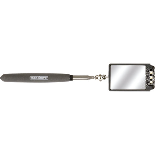 MAG-MATE Telescoping Glass Inspection Mirror with Three LED Lights, reaches 36″ Long, includes Batteries - Americas Industrial Supply