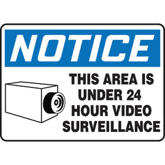 Sign, Notice This Area Under 24 Hr Video Surveillance, 7″ × 10″, Vinyl - Americas Industrial Supply