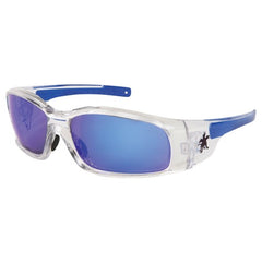 Safety Glasses - Blue Mirror Lens - Clear Frame SR1 Style - Americas Industrial Supply