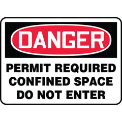 Sign, Danger Permit Required Confined Space Do Not Enter, 10″ × 14″, Aluminum - Americas Industrial Supply