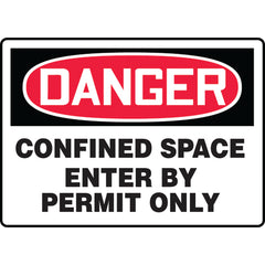 Sign, Danger Confined Space Enter By Permit Only, 7″ × 10″, Vinyl - Americas Industrial Supply