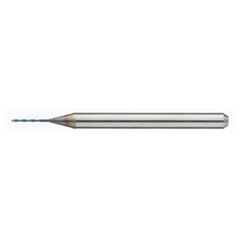 MDSS0087-ACF40B 0.87 mm Dia. × 0.87 mm Shank × 10 mm Flute Length × 38 mm OAL, PVD, External Coolant, Cylindrical Solid Carbide Drill - Exact Industrial Supply