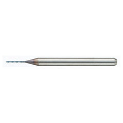 MDSS0026-ACF40B 0.26 mm Dia. × 0.26 mm Shank × 2.5 mm Flute Length × 38 mm OAL, PVD, External Coolant, Cylindrical Solid Carbide Drill - Exact Industrial Supply