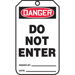 Safety Tag, Danger Do Not Enter , 25/Pk, Cardstock - Americas Industrial Supply