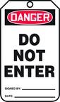 Safety Tag, Danger Do Not Enter , 25/Pk, Plastic - Americas Industrial Supply