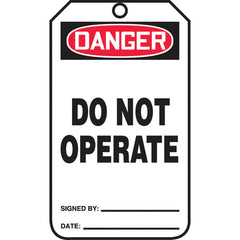 Safety Tag, Danger Do Not Operate , 25/Pk, Cardstock - Americas Industrial Supply