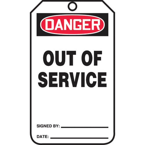 Safety Tag, Danger Out Of Service, 25/Pk, Cardstock - Americas Industrial Supply