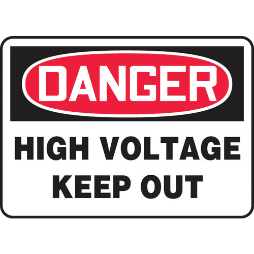Sign, Danger High Voltage Keep Out, 10″ × 14″, Plastic - Americas Industrial Supply