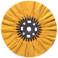 16 x 1-1/4'' (7 x 8'' Flange) - Cotton Treated - Stiff Yellow Sheeting for Non-Ferrous Metals Ventilated Bias Buffing Wheel - Americas Industrial Supply