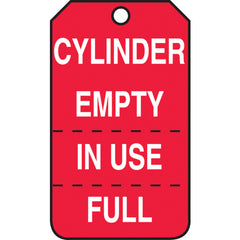 Cylinder Tag, Cylinder Empty, In Use, Full (Perforated), 25/Pk, Cardstock - Americas Industrial Supply
