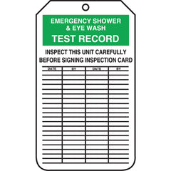 Inspection Record Tag, Emergency Shower & Eye Wash Test Record, 25/PK, Cardstock - Americas Industrial Supply