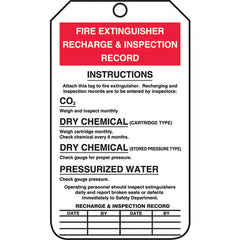 Fire Extinguisher Tag, Recharge & Inspection Record, 25/Pk, Cardstock - Americas Industrial Supply