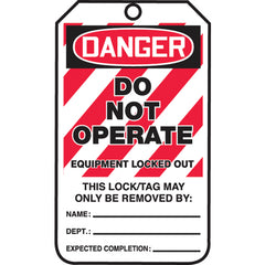 Lockout Tag, Danger Do Not Operate Equipment Locked Out, 25/Pk, Cardstock - Americas Industrial Supply