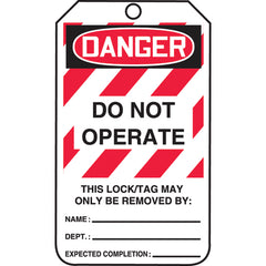 Lockout Tag, Danger Do Not Operate, 25/Pk, Cardstock - Americas Industrial Supply