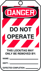 Lockout Tag, Danger Do Not Operate, 25/Pk, Plastic - Americas Industrial Supply