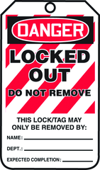 Lockout Tag, Danger Locked Out, 25/Pk, Plastic - Americas Industrial Supply