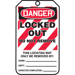 Lockout Tag, Danger Locked Out, 25/Pk, Cardstock - Americas Industrial Supply