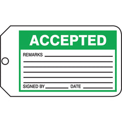 Production Control Tag, Accepted, 25/Pk, Cardstock - Americas Industrial Supply