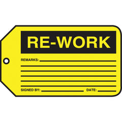 Production Control Tag, Re-Work, 25/Pk, Cardstock - Americas Industrial Supply