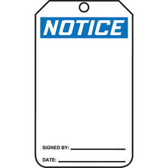 Safety Tag, Notice (Blank), 25/Pk, Cardstock - Americas Industrial Supply