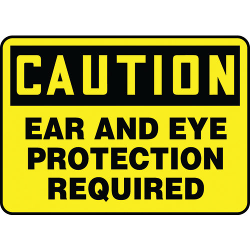 Sign, Caution Eye Protection Must Be Worn In This Area, 10″ × 14″, Aluminum - Americas Industrial Supply