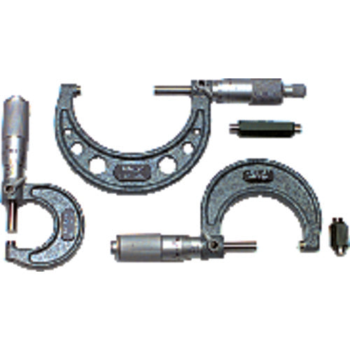 0-3″ Measuring Range-0.001″ Graduation - Ratchet Thimble - Carbide Face - Outside Micrometer Set - Americas Industrial Supply