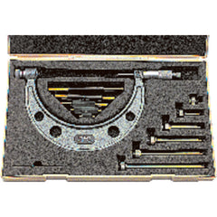 ‎0-150 mm Measuring Range-0.01 mm Graduation - Ratchet Thimble - Carbide Face - Interchangeable Anvil Micrometer - Americas Industrial Supply