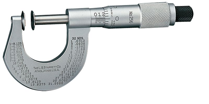 #256RL-1 -  0 - 1'' Measuring Range - .001 Graduation - Ratchet Thimble - High Speed Steel Face - Disc Micrometer - Americas Industrial Supply