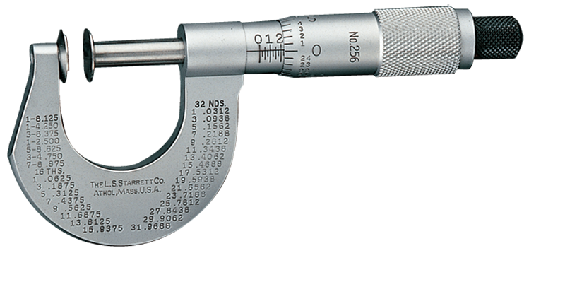 #256RL-2 -  1 - 2'' Measuring Range - .001 Graduation - Ratchet Thimble - High Speed Steel Face - Disc Micrometer - Americas Industrial Supply
