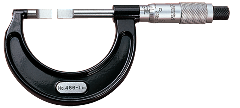 #486P-1 - 0 - 1'' Measuring Range - .001 Graduation - Ratchet Thimble - High Speed Steel Face - Blade Micrometer - Americas Industrial Supply