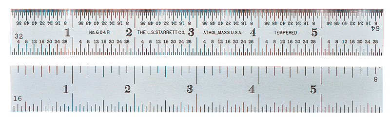 #DH604R-12 - 12'' Long - 4R Graduation - 1'' Wide - Double Hook Scale ( Regular Finish) - Americas Industrial Supply