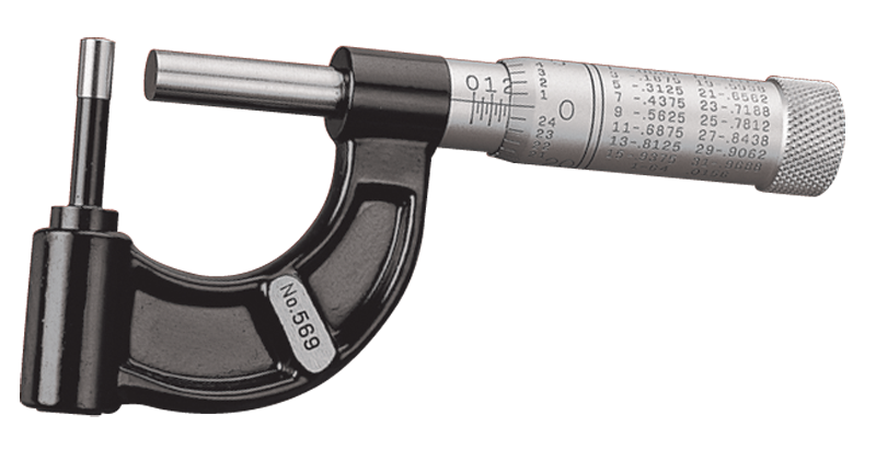#569AXP - 0 - 1'' Measuring Range - .001" Graduation - Friction Thimble - Carbide Face - Tubing Micrometer - Americas Industrial Supply